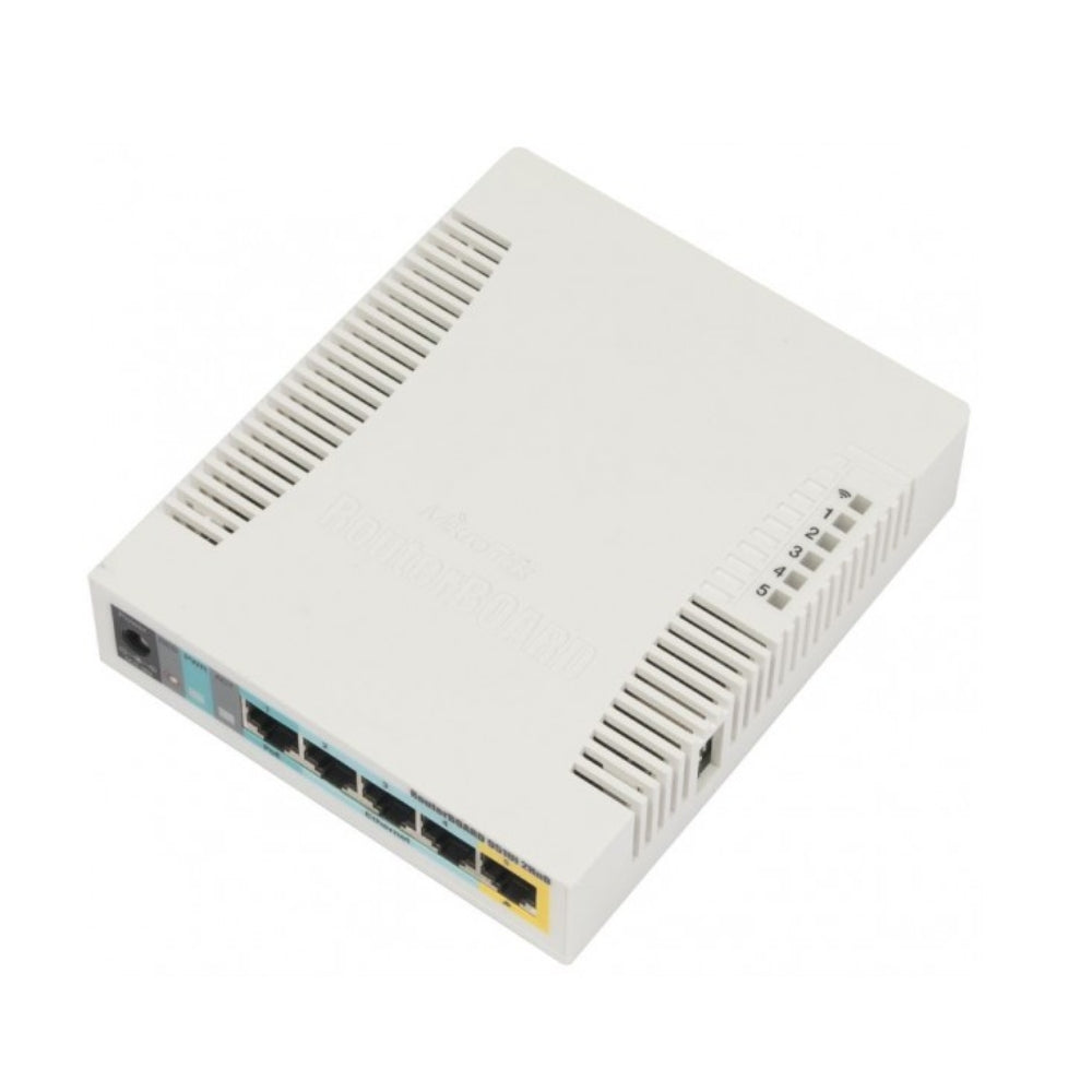 Access Point Mikrotik SoHo Alta Potencia 2.4GHz Antena Integrada 2.5dBi Norma 802.11B/G/N + 5 Ethernet 100Mbps +1xUSB 2.0 Licencia Nivel 4 RB951Ui-2HnD