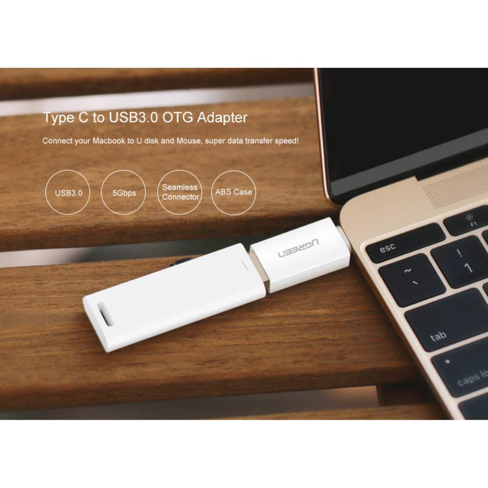 Adaptador Ugreen USB-C 3.1 a USB-A 3.0 compatible con Iphone y Ipad color Blanco 30155
