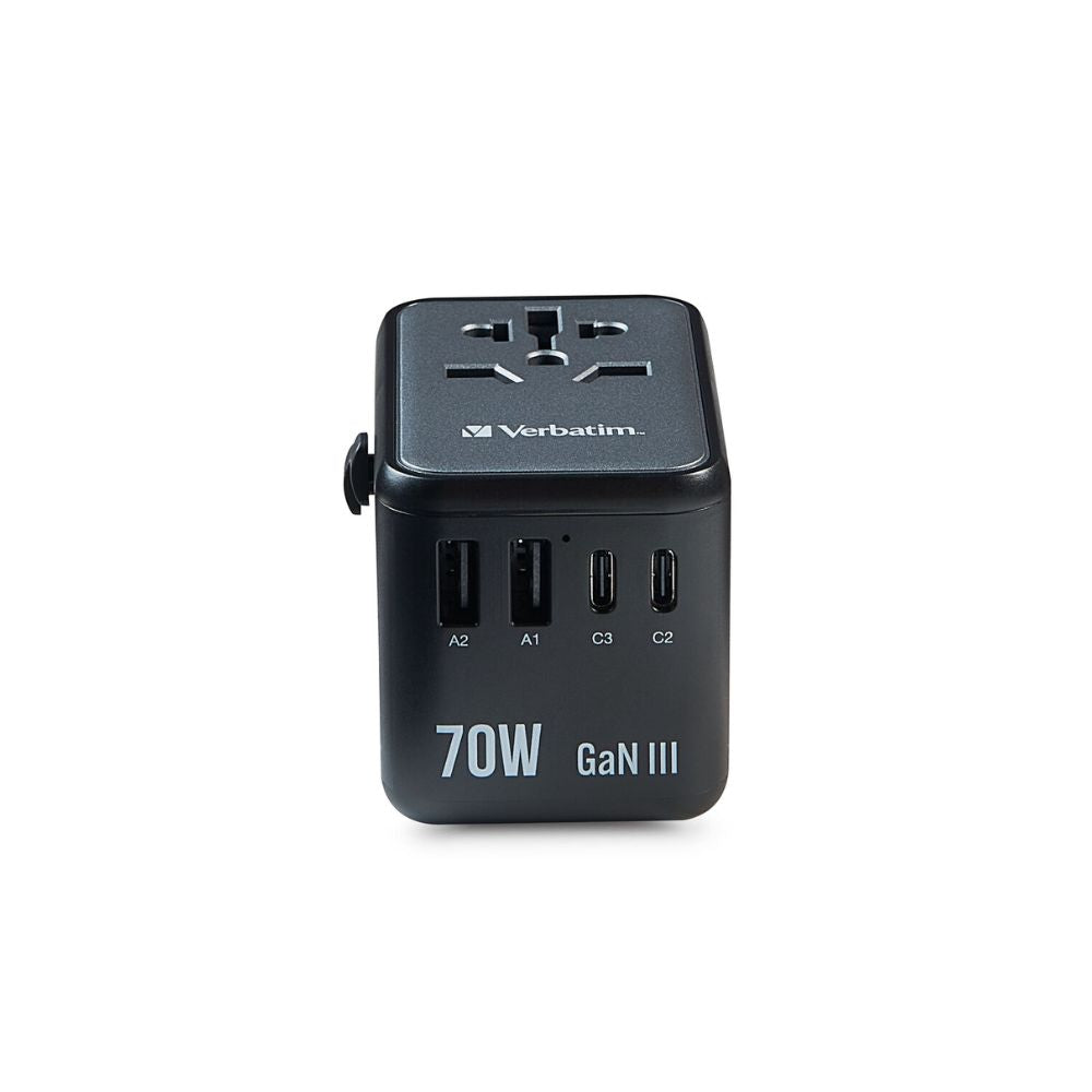 Adaptador Universal de Viaje UTA-09 Gan III de 70W – USB-C, USB-A Verbatim