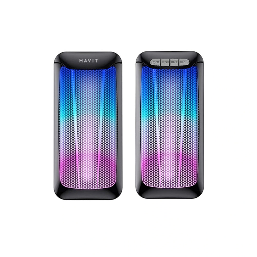 Altavoz Havit LED RGB 2.0 Potencia 2x5 Watts Bateria hasta 8 Horas Bluetooth 5.0 Cable USB y Aux SK755BT