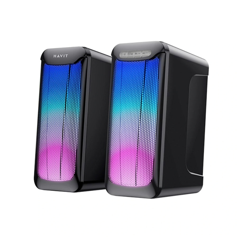Altavoz Havit LED RGB 2.0 Potencia 2x5 Watts Bateria hasta 8 Horas Bluetooth 5.0 Cable USB y Aux SK755BT