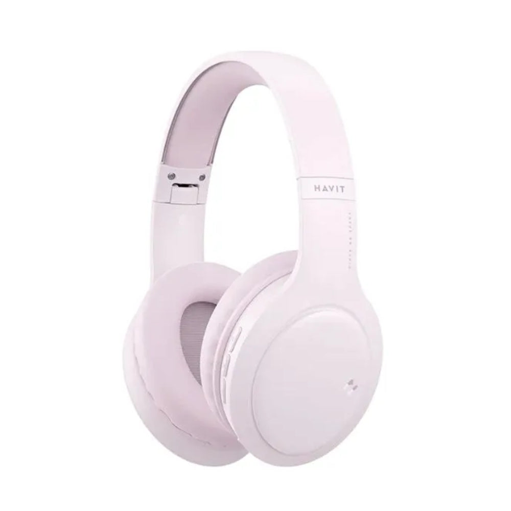 Audifonos Havit Bluetooth Bateria hasta 22 Horas Bluetooth 5.1 Diseño Ajustable y Plegable Puerto USB-C color Rosado H633BT-P
