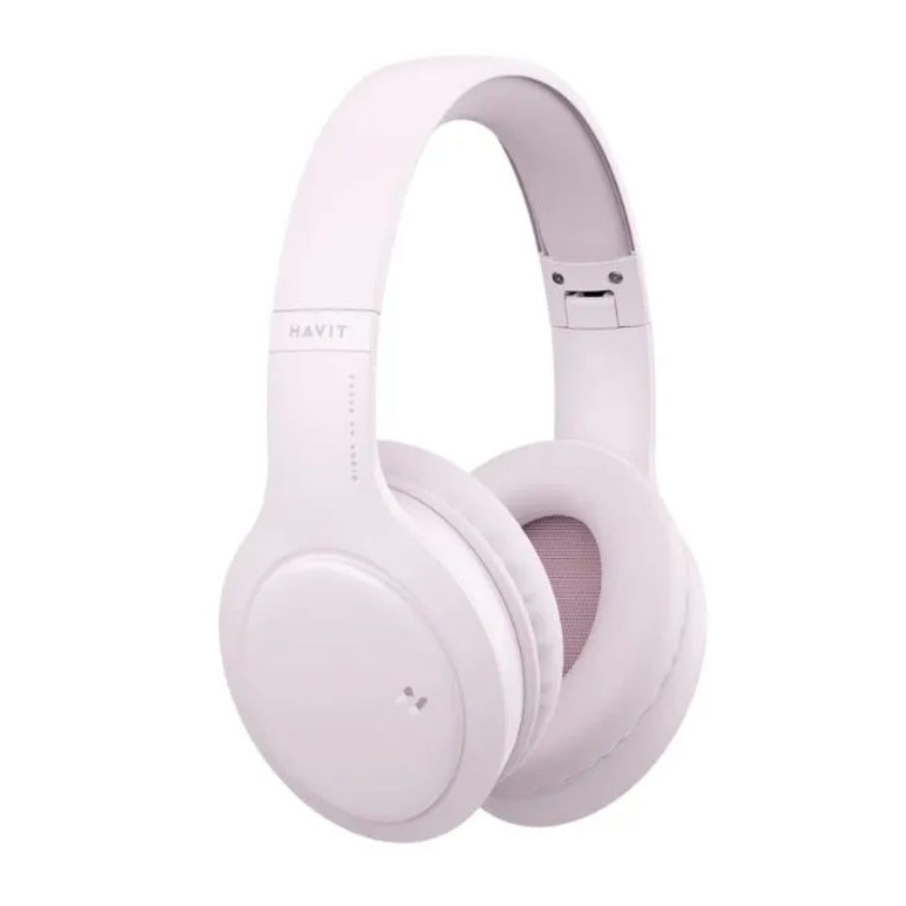 Audifonos Havit Bluetooth Bateria hasta 22 Horas Bluetooth 5.1 Diseño Ajustable y Plegable Puerto USB-C color Rosado H633BT-P