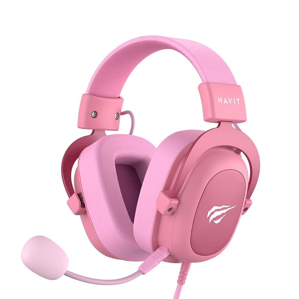 Audifonos Havit Gamer Altavoces de 53mm con Calidad de Sonido Potente Surround Conexion Jack 3.5mm Multiplataforma color Rosa H2002d-P