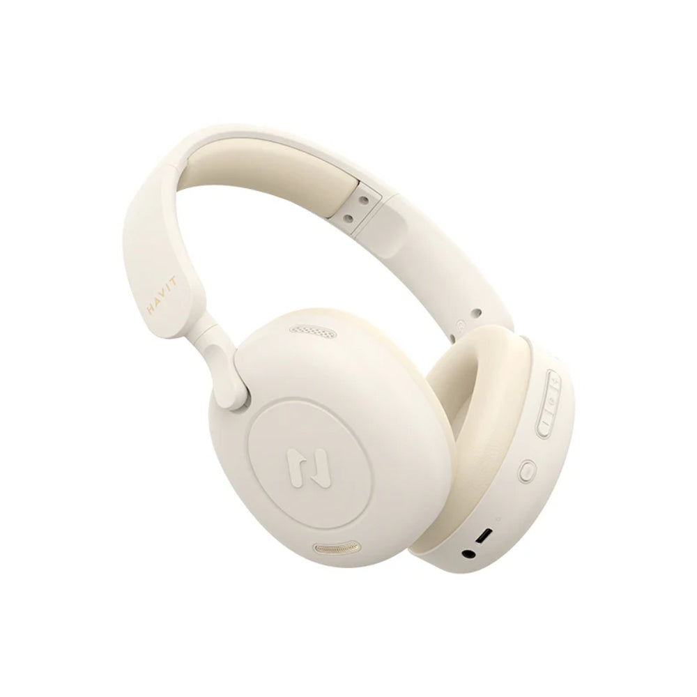 Audifonos Havit Inalambricos Bateria hasta 65 Horas Bluetooth 5.3 Cancelacion de Ruido Activa Diseño Portable color Beige H655BT-BG