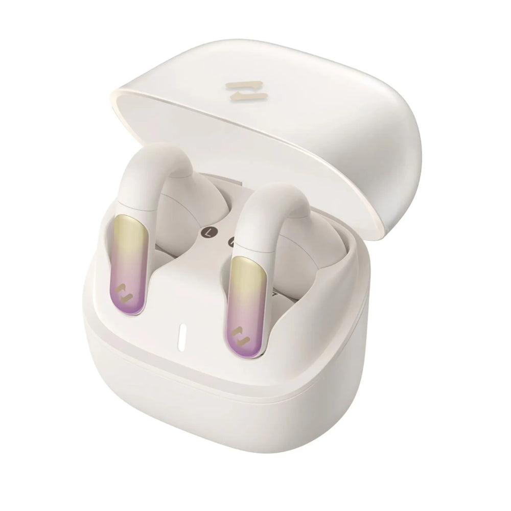 Audifonos Havit Inalambricos estilo Pendientes Ajuste Flexible Llamada Nitida Bateria hasta 6.5 Horas Puerto de Carga USB-C color Beige TW980-BG