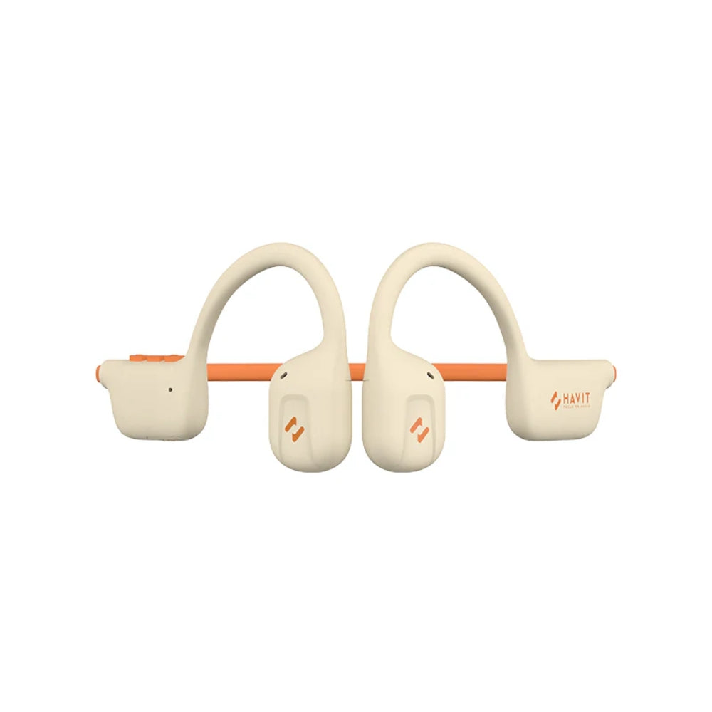 Audifonos Havit por Conduccion de Aire Bluetooth v5.3 Bateria hasta 12 Horas Puerto de Carga USB-C color beige Freego1 Air-BG