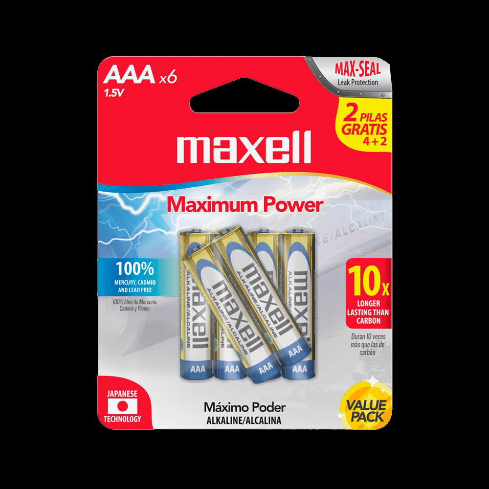 Bateria Pila Alcalina Maxell Pack de 6 Pilas AAA 723813