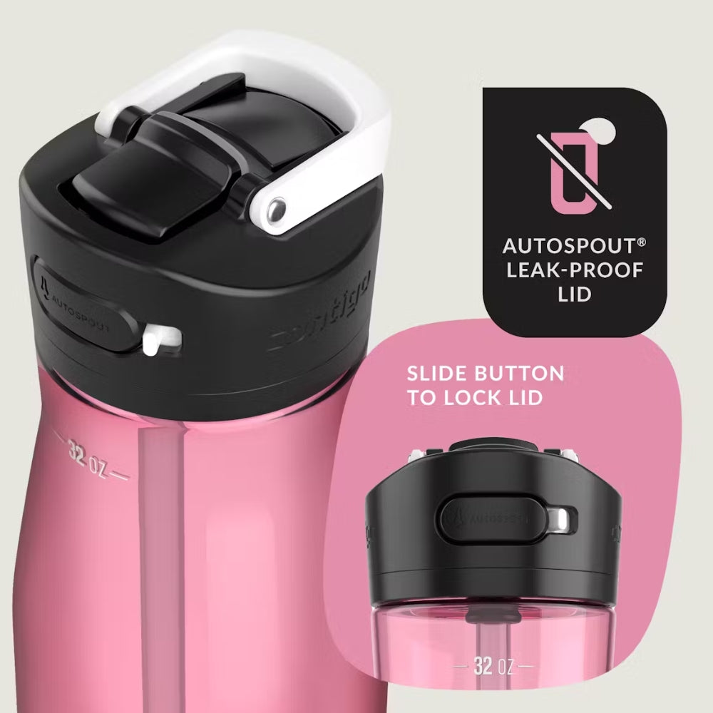 Botella Contigo Ashland de Plastico Libre de BPA 32oz 946ml color Azalea 2190399