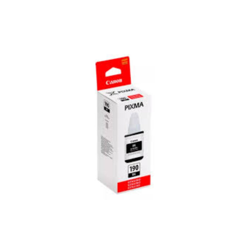 Botella de Tinta Canon GI-190BK color Negro de 135ml Compatible con Pixma G3110 G4110 0667C001AC