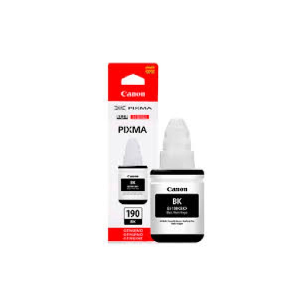 Botella de Tinta Canon GI-190BK color Negro de 135ml Compatible con Pixma G3110 G4110 0667C001AC