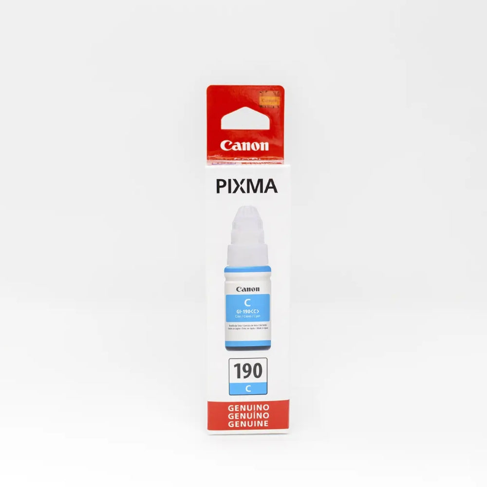 Botella de Tinta Canon GI-190C color Cyan de 70ml Compatible con Pixma G3110 G4110 0668C001AC