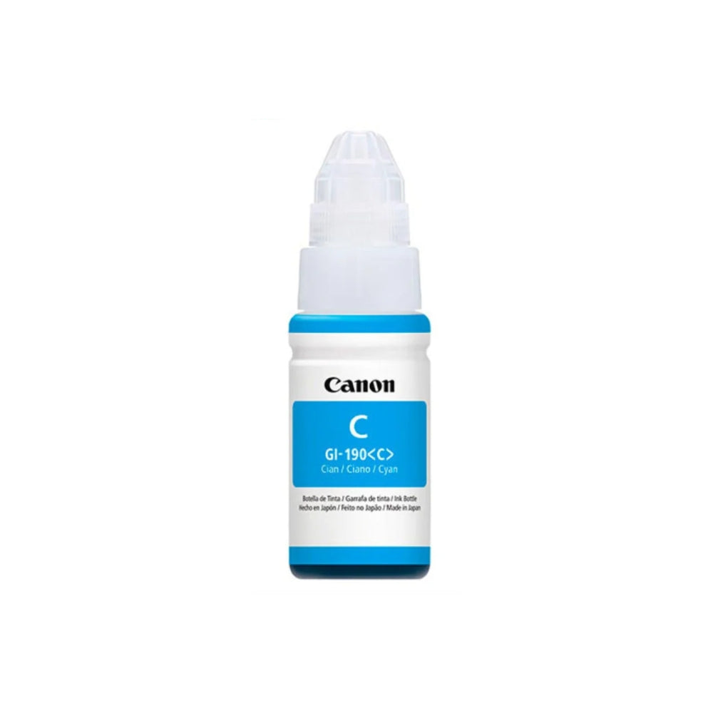 Botella de Tinta Canon GI-190C color Cyan de 70ml Compatible con Pixma G3110 G4110 0668C001AC