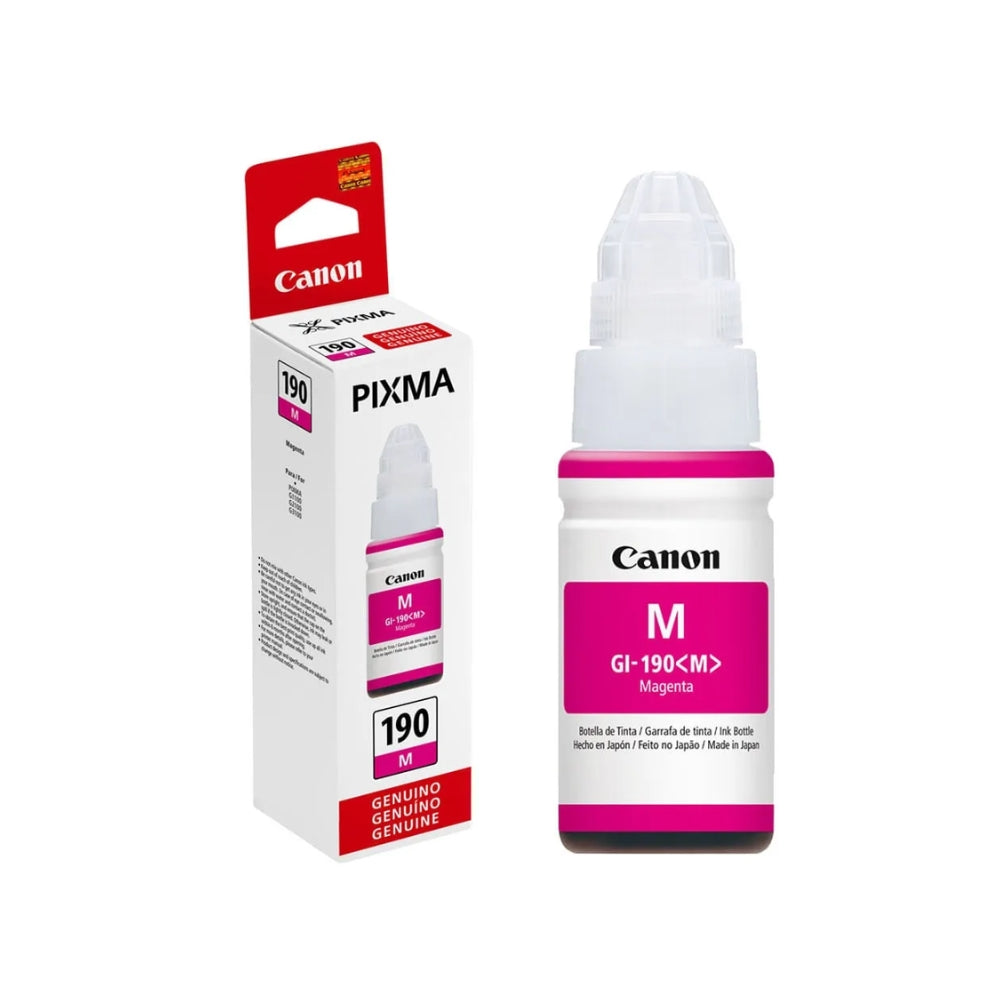 Botella de Tinta Canon GI-190M color Magenta de 70ml Compatible con Pixma G3110 G4110 0669C001AC