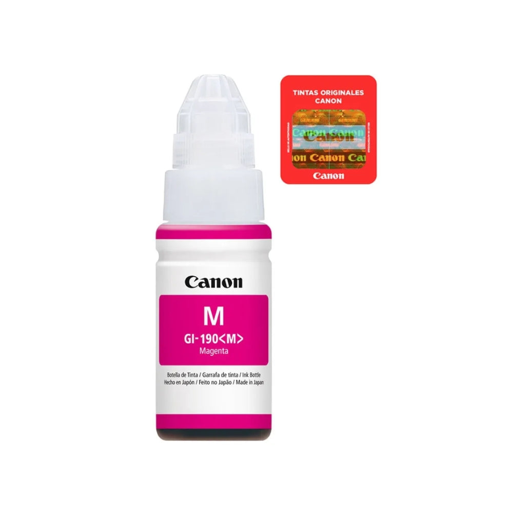 Botella de Tinta Canon GI-190M color Magenta de 70ml Compatible con Pixma G3110 G4110 0669C001AC