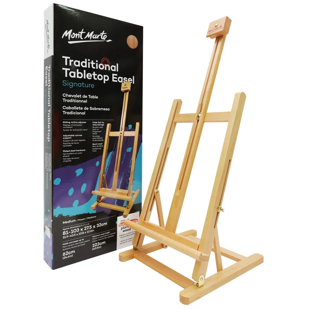Caballete MontMarte Signature de Sobremesa Tradicional Mediano de 27.5x32cm para Lienzo hasta 62cm MCG0006