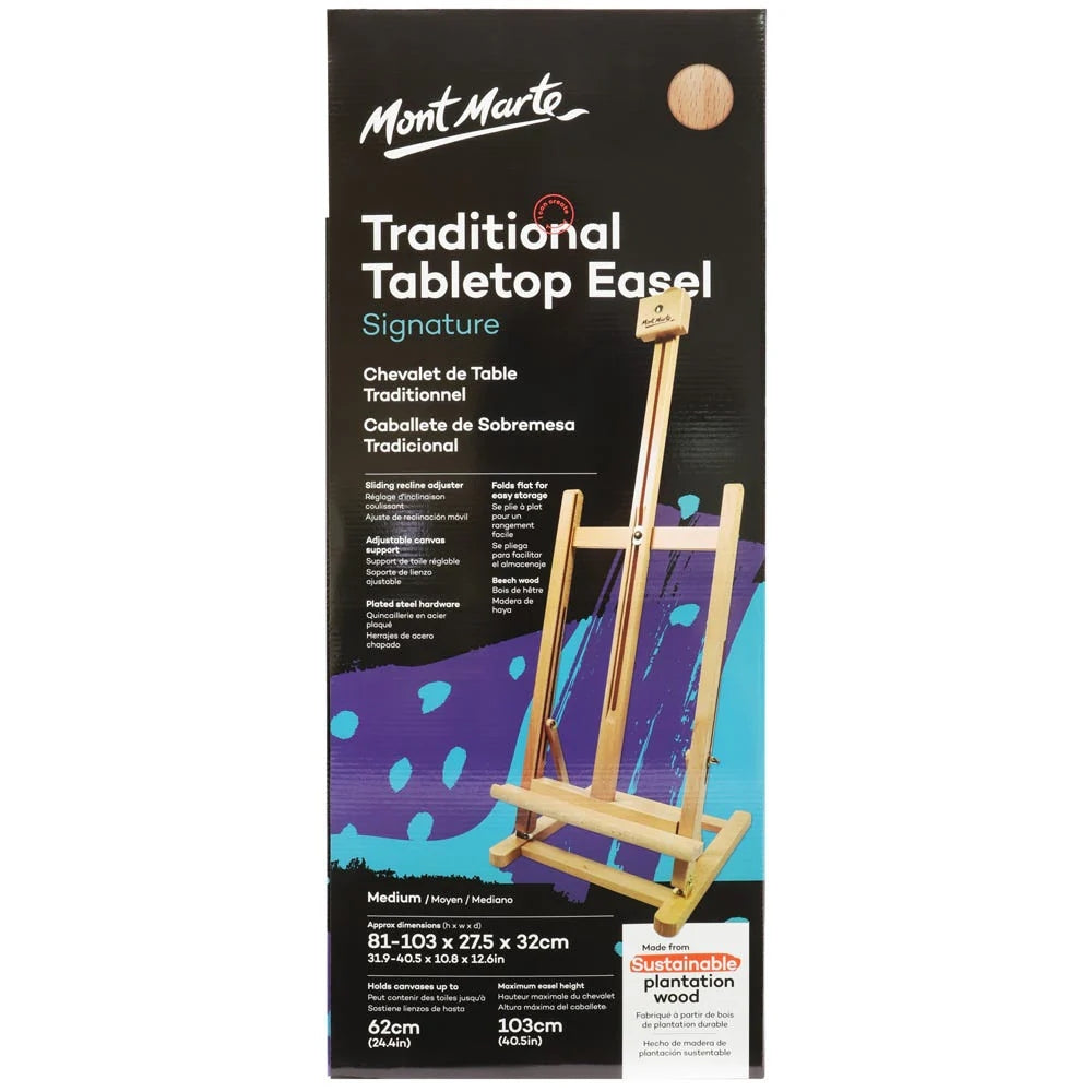 Caballete MontMarte Signature de Sobremesa Tradicional Mediano de 27.5x32cm para Lienzo hasta 62cm MCG0006