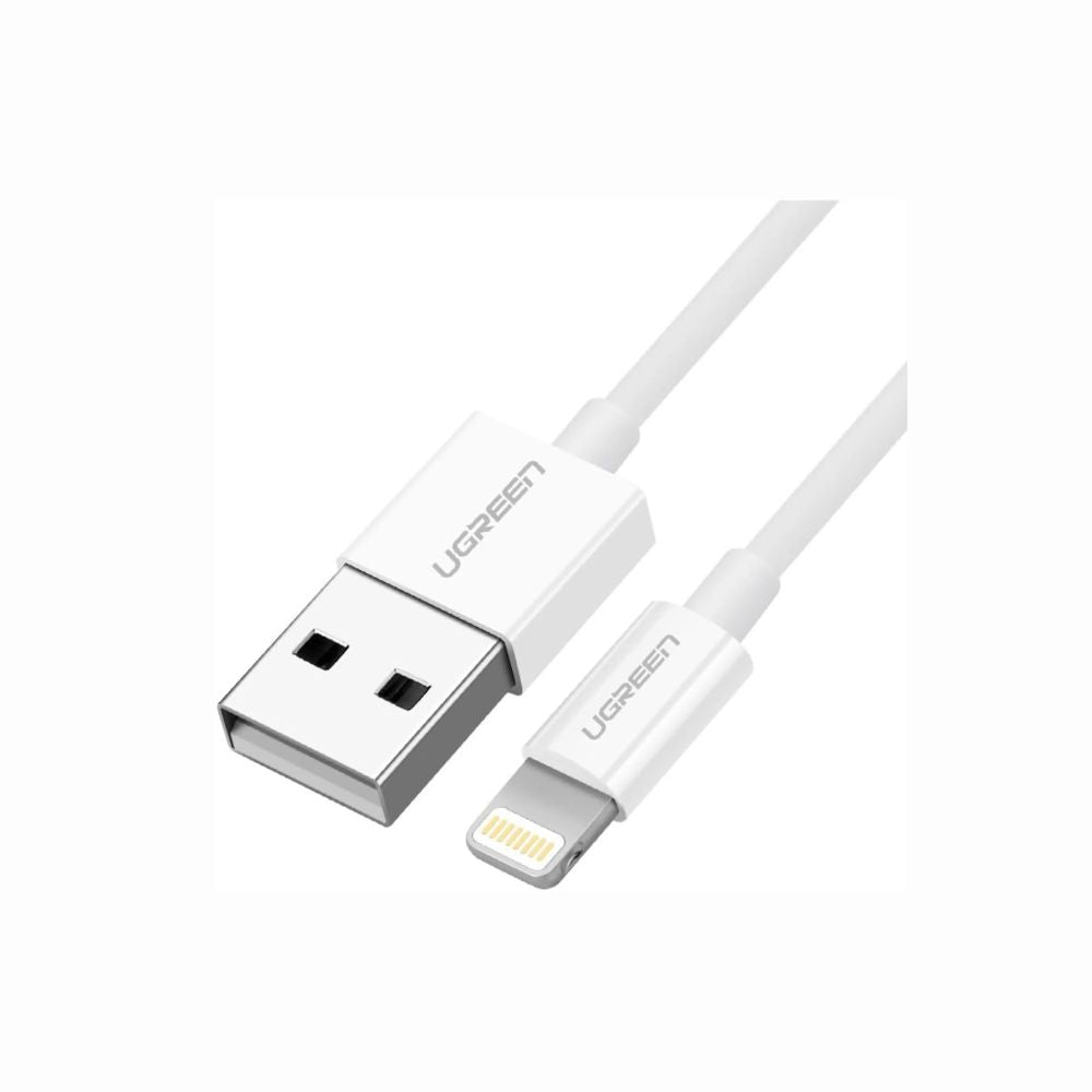 Cable de Carga Ugreen USB-A a Lightning MFI 2.4Amp Cable de 1M de Longitud color blanco