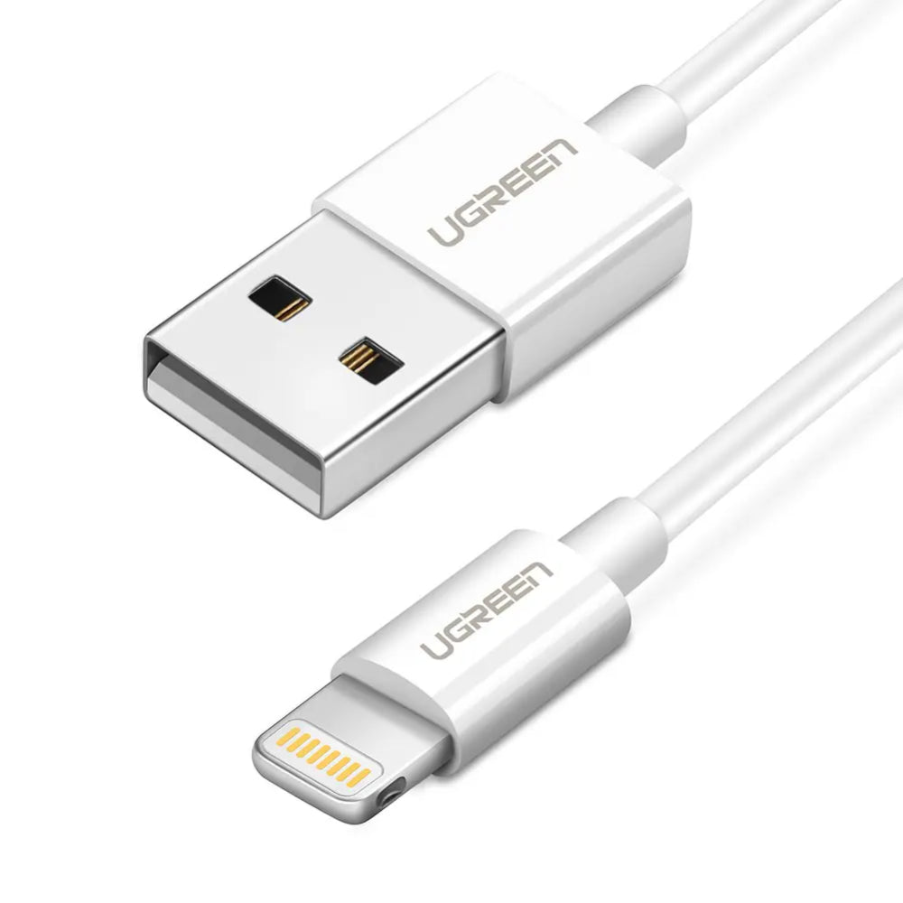 Cable de Carga Ugreen USB-A a Lightning MFI 2.4Amp Cable de 1M de Longitud color blanco 20728