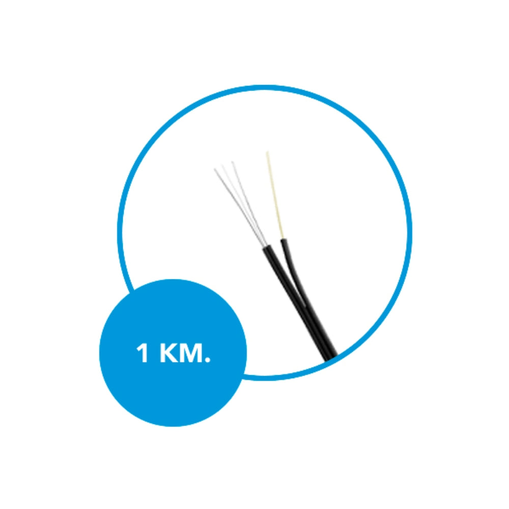 Cable Drop FRP Fibra de Vidrio Dimax 1 hilo con Mensajero de Acero G657A1 LSZH 2.0/5.0mm Carrete de 1KM C732