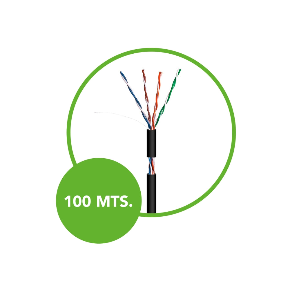 Cable Ethernet UTP Dimax Categoria 5E 24AWG 100% Cobre Longitud 100 Metros para Exterior color Negro con Carrete C895