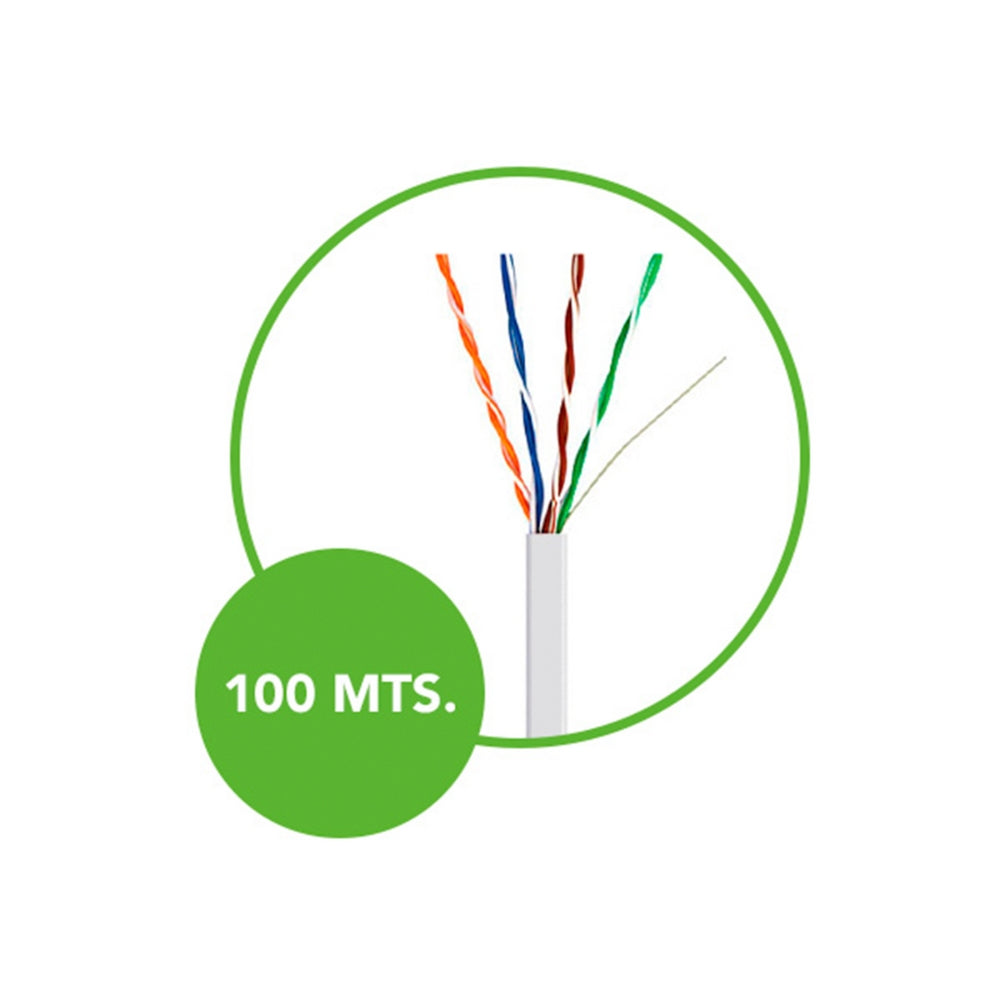 Cable Ethernet UTP Dimax Categoria 5E 25AWG 100% Cobre Longitud 100 Metros color Blanco C909
