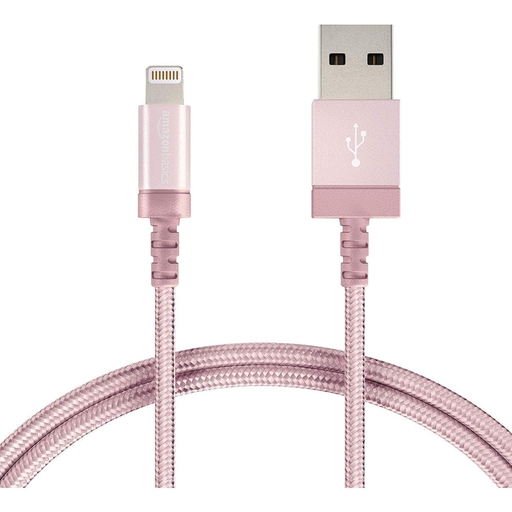 Cable Amazon Basic Iphone Ipad USB-A a Lightning Certificado MFi de 0.9m color Rosado L6LMF077-CS-R