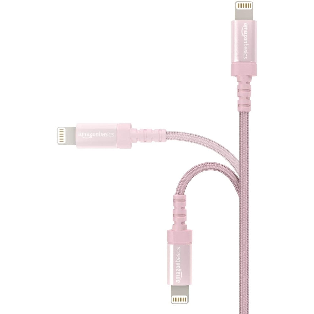 Cable Amazon Basic Iphone Ipad USB-A a Lightning Certificado MFi de 0.9m color Rosado L6LMF077-CS-R