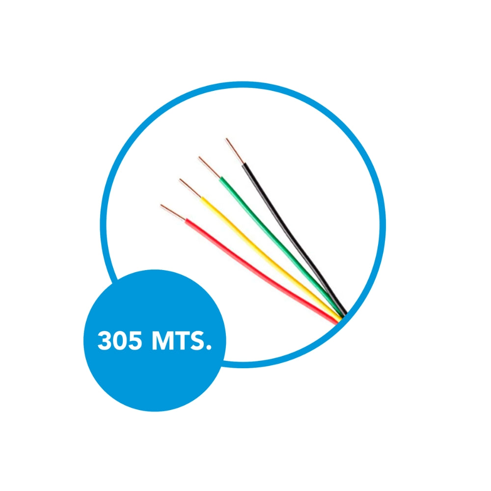 Cable para Alarmas Dimax 4 Hilos 22AWG Multifilar 100% Cobre Cobre Longitud 305 Metros Aislamiento PVC Marcado Secuencial Color Blanco C843
