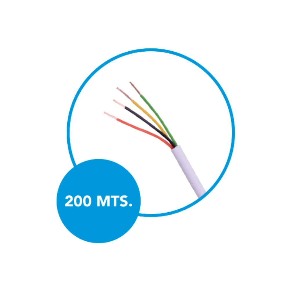 Cable para Alarmas Dimax 4 Hilos 22AWG Unifilar CCA Longitud 200 Metros Aislamiento PVC Marcado Secuencial Color Blanco C707
