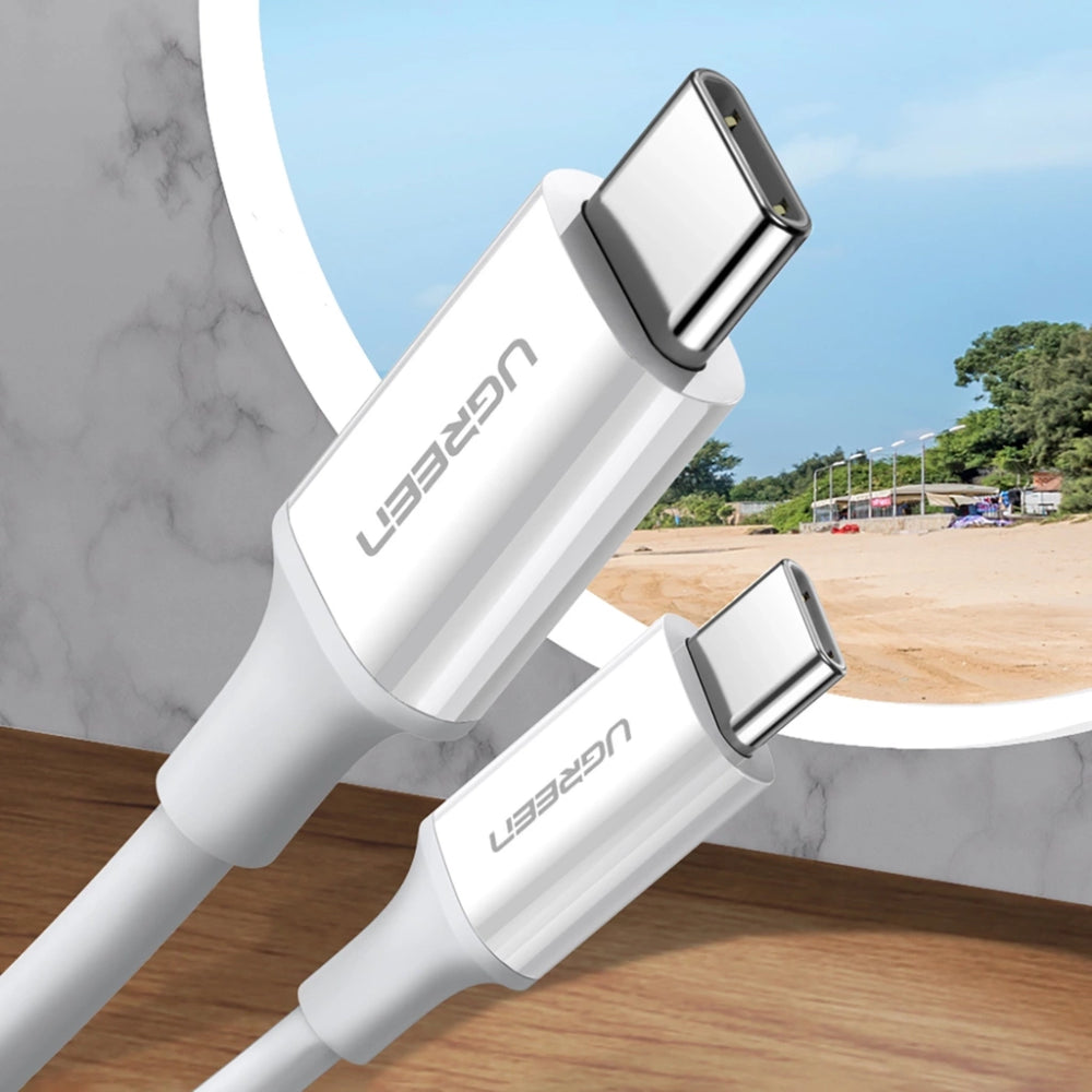 Cable Ugreen USB-C a USB-C 60W 3Amp Transferencia de Datos hasta 480Mbps de 1M de Longitud color Blanco 60518