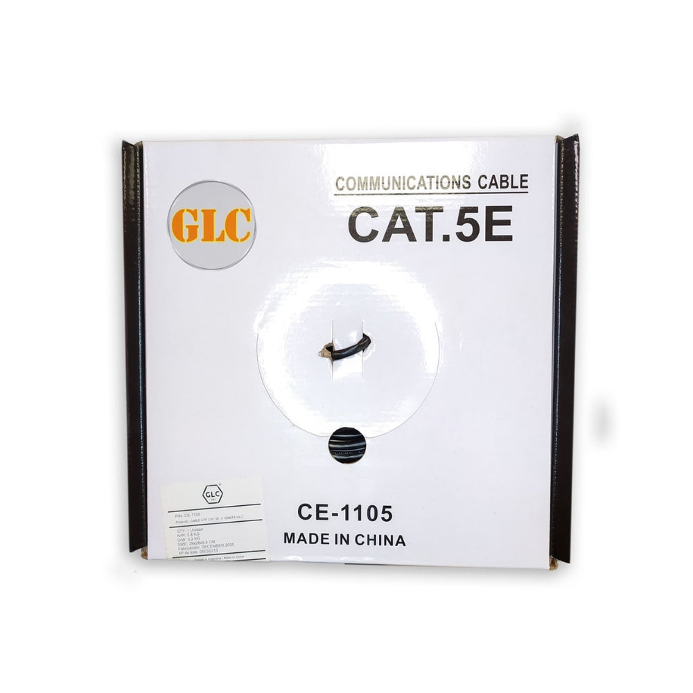 Cable UTP GLC Exterior Categoria 5E 24AWG Rollo de 100M Aislamiento HDPE Cubierta Doble UV color Negro CE-1105C