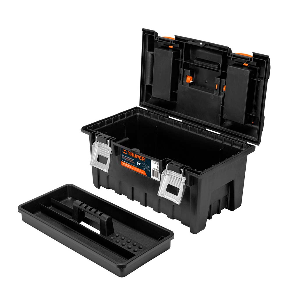 Caja para Herramientas Truper de 19" Con Compartimientos y Broches Metálicos