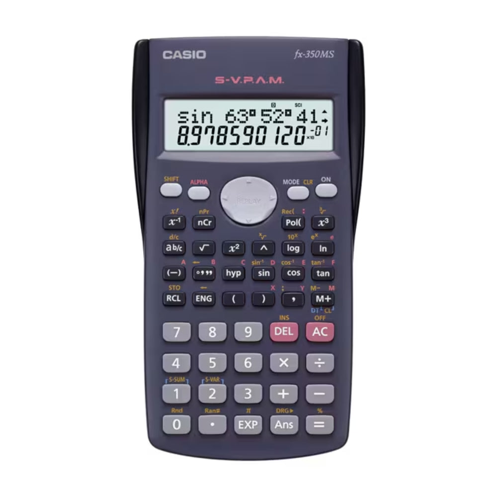 Calculadora Casio Cientifica Estandar Pantalla LCD de 10 Digitos con 240 Funciones Matematicas FX-350MS