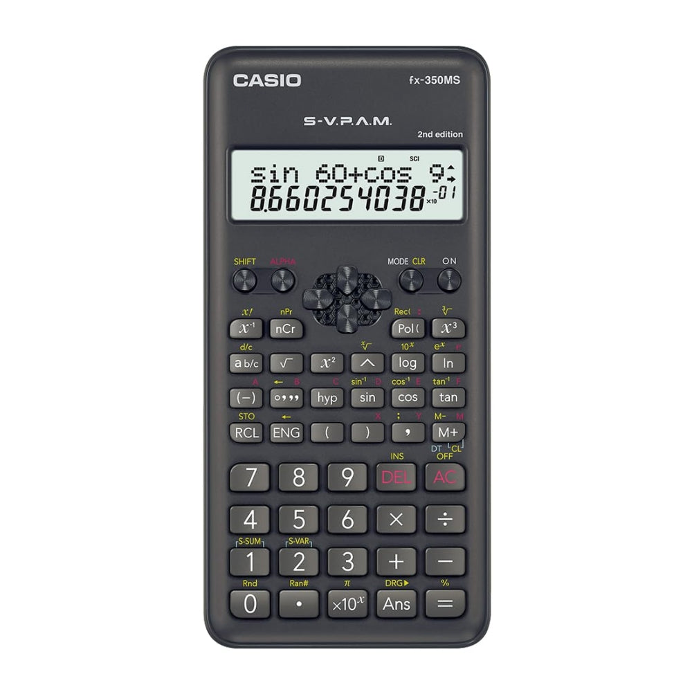 Calculadora Casio Cientifica Plus Pantalla LCD de 10 Digitos y 2 Lineas con 240 Funciones Matematicas FX-350MS-2