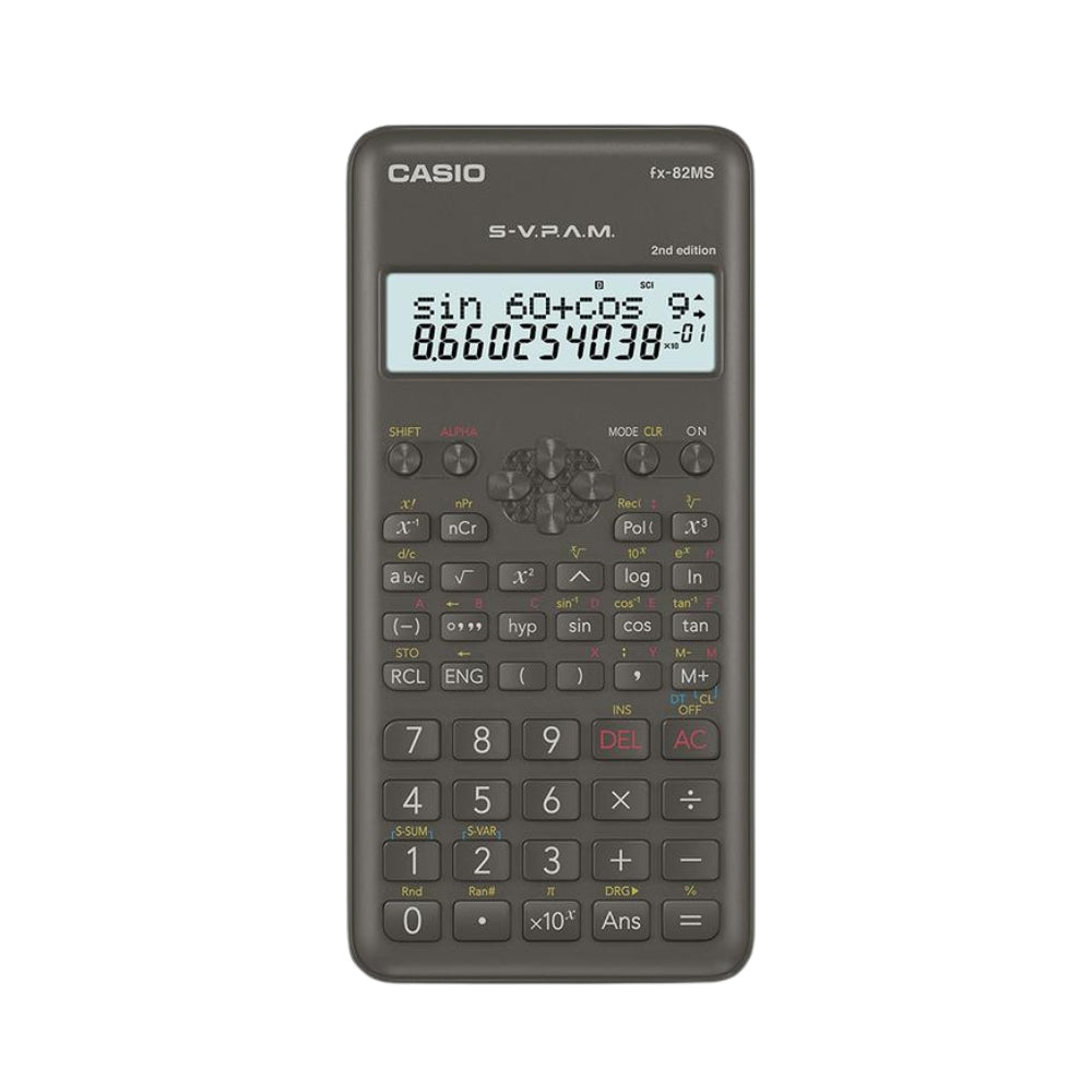 Calculadora Casio Cientifica Plus Pantalla LCD de 10 Digitos y 2 Lineas con 240 Funciones Matematicas FX-82MS-2