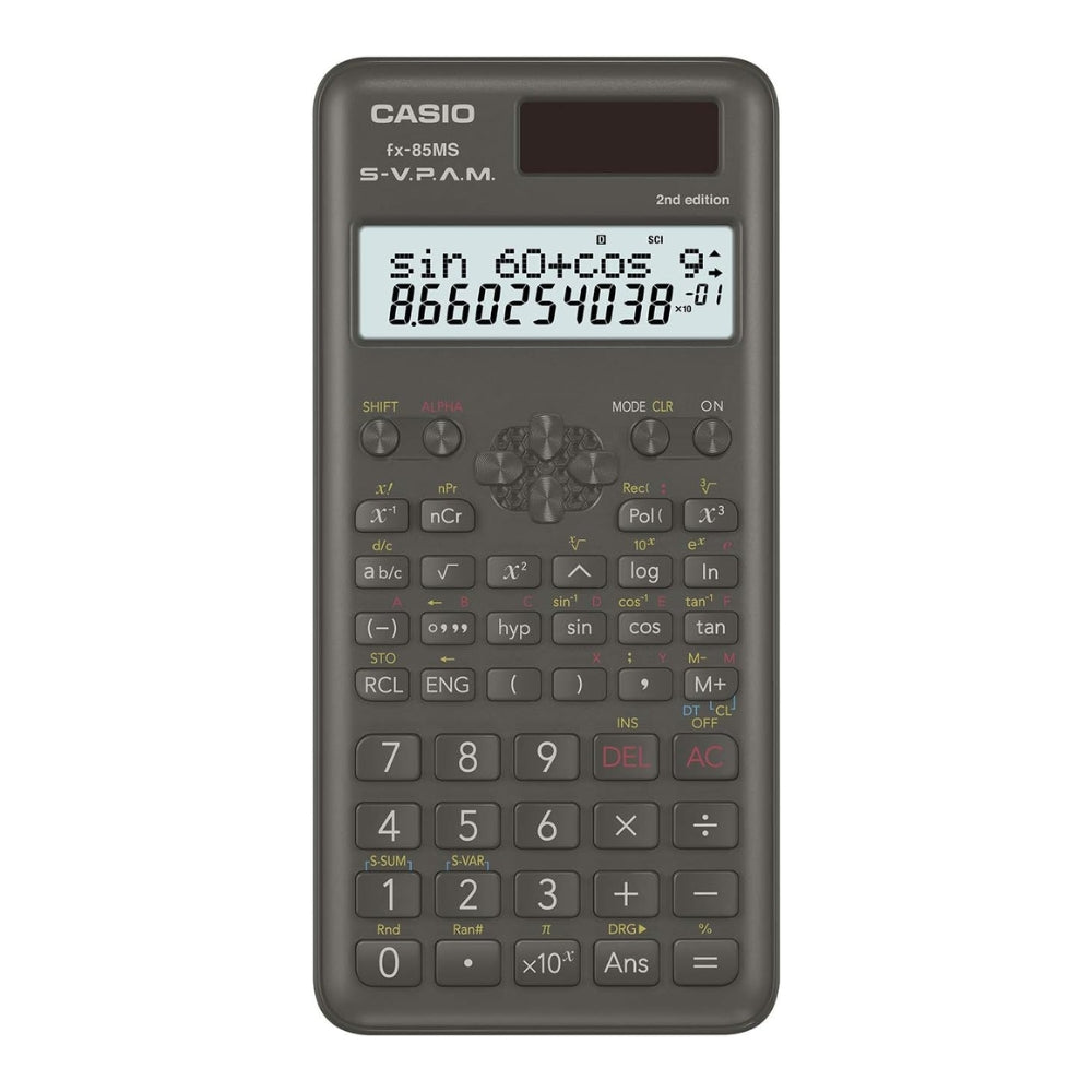 Calculadora Casio Cientifica Plus Pantalla LCD de 10 Digitos y 2 Lineas con 240 Funciones Matematicas FX-85MS-2