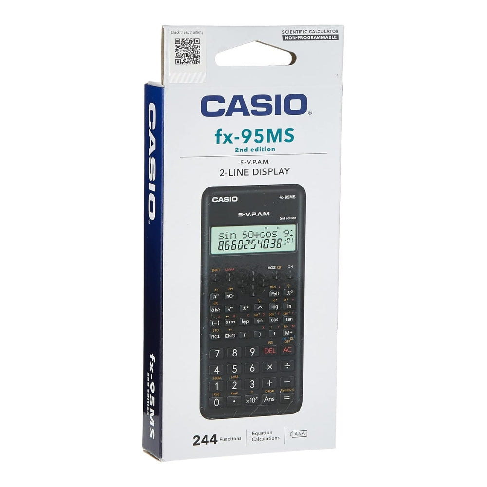 Calculadora Casio Cientifica Plus Pantalla LCD de 10 Digitos y 2 Lineas con 244 Funciones Matematicas FX-95MS-2
