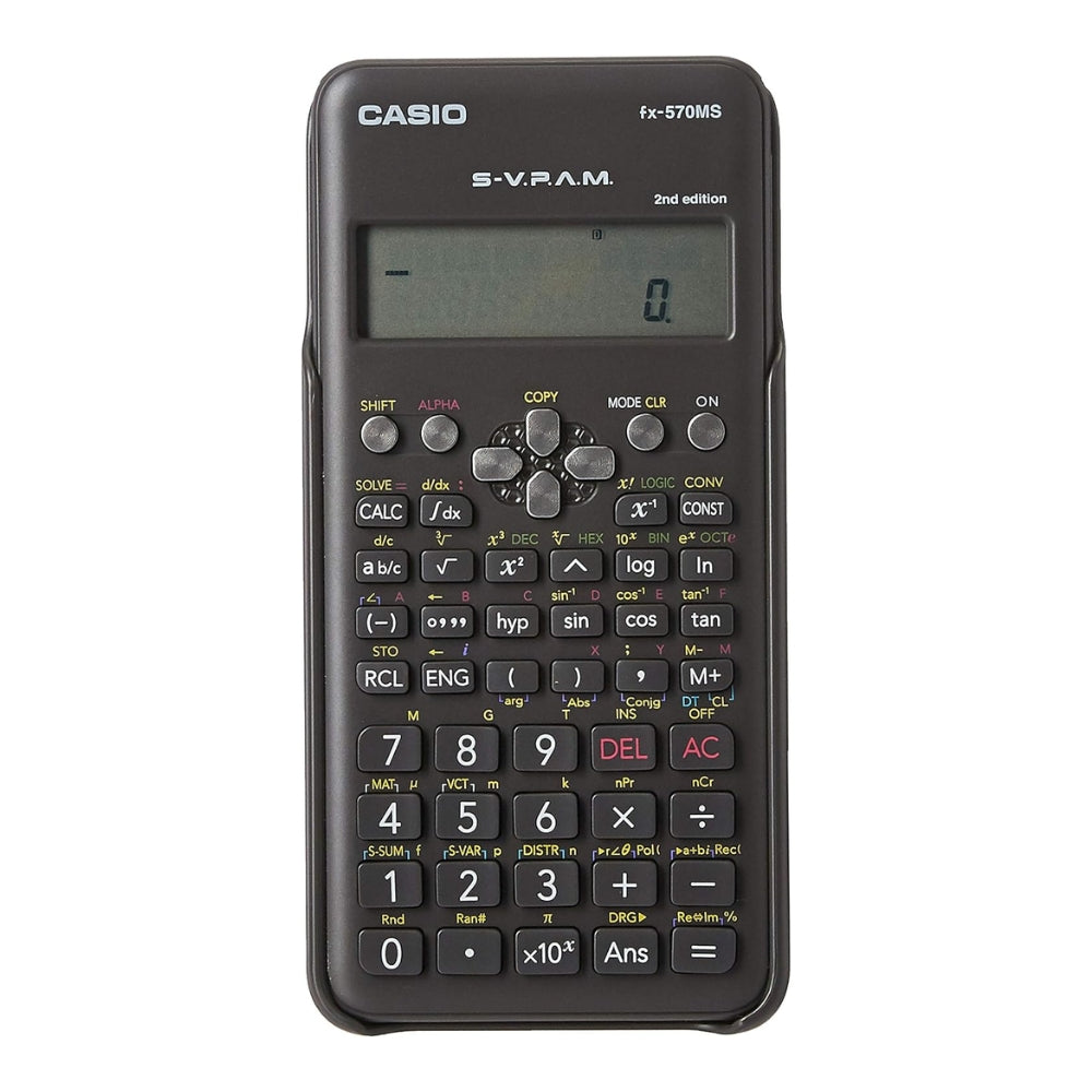 Calculadora Casio Cientifica Plus Pantalla LCD de 10 Digitos y 2 Lineas con 401 Funciones Matematicas FX-570 MS-2