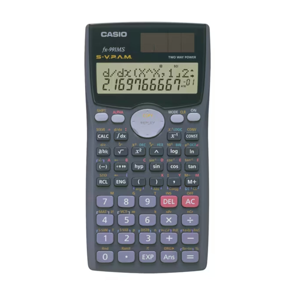 Calculadora Casio Cientifica Plus Pantalla LCD de 10 Digitos y 2 Lineas con 401 Funciones Matematicas FX-991 MS