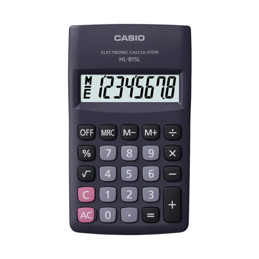 Calculadora Casio de Bolsillo de 8 Digitos Pantalla LCD color Negro HL-815L-BK