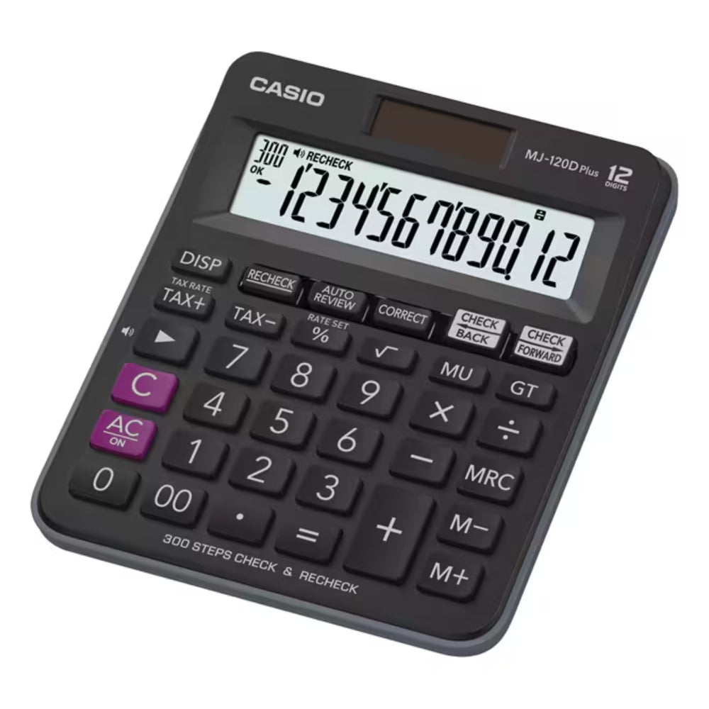 Calculadora Casio de Escritorio de 12 Digitos Pantalla LCD con Certificado de Verificacion de 100 MJ-120DPLUS