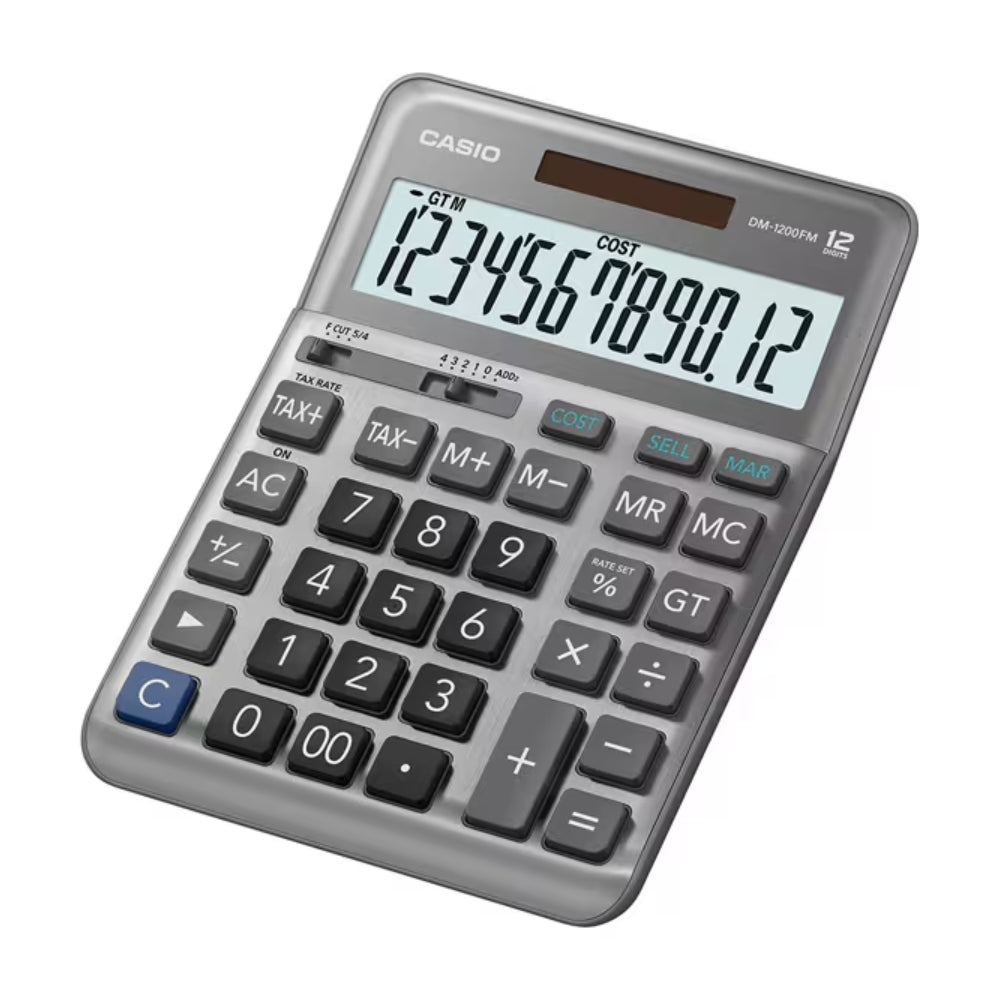 Calculadora Casio de Escritorio de 12 Digitos Pantalla LCD Grande DM-1200FM