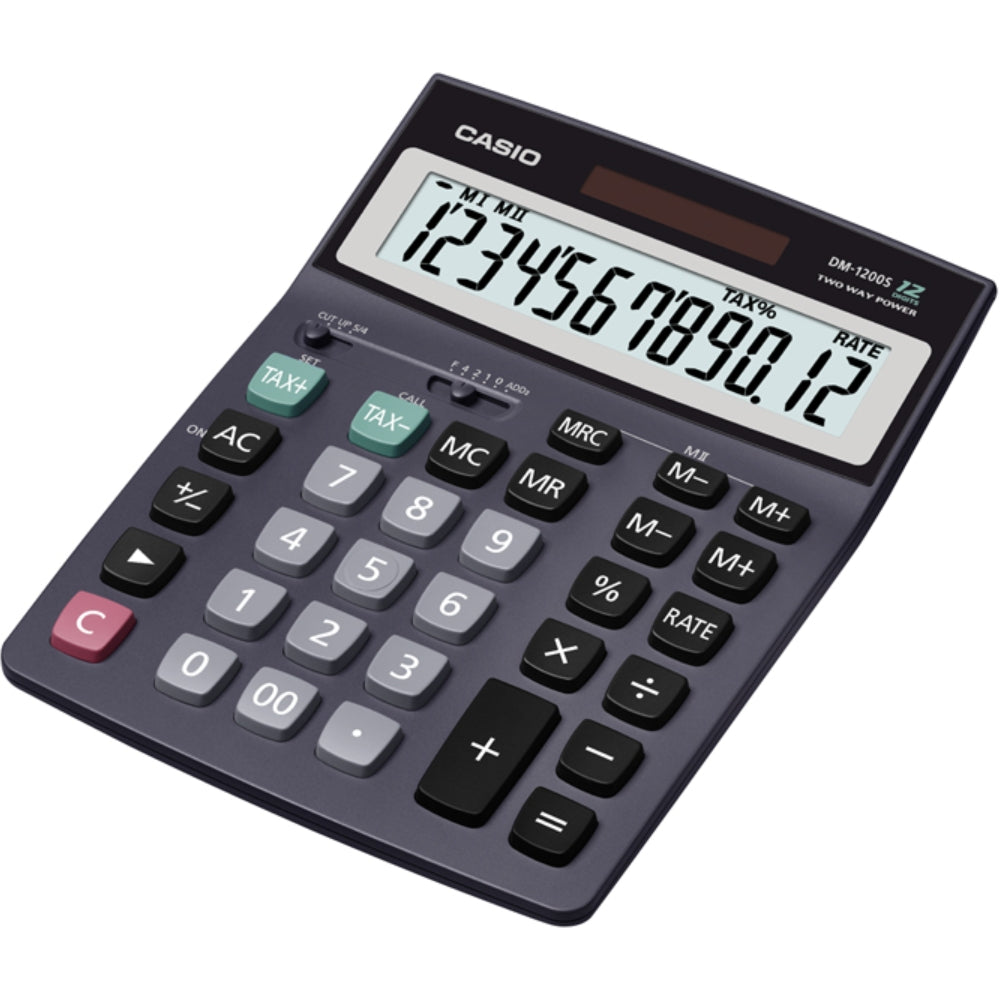Calculadora Casio de Escritorio de 12 Digitos Pantalla LCD Grande DM-1200S