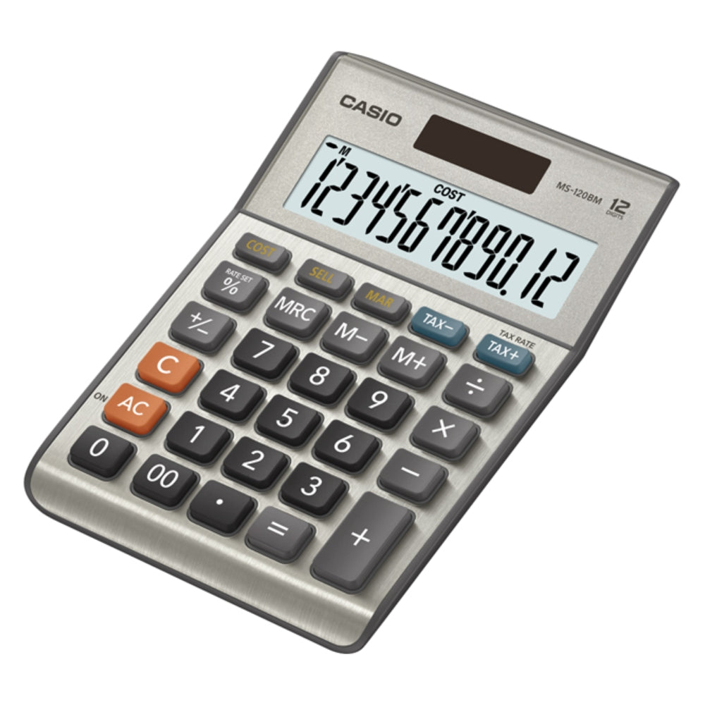 Calculadora Casio de Escritorio de 12 Digitos Pantalla LCD Grande MS-120BM