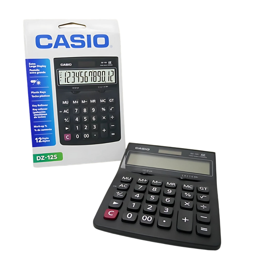 Calculadora Casio de Escritorio de 12 Digitos Pantalla LCD Grande Teclas Ergonomicas color Negro DZ-12S