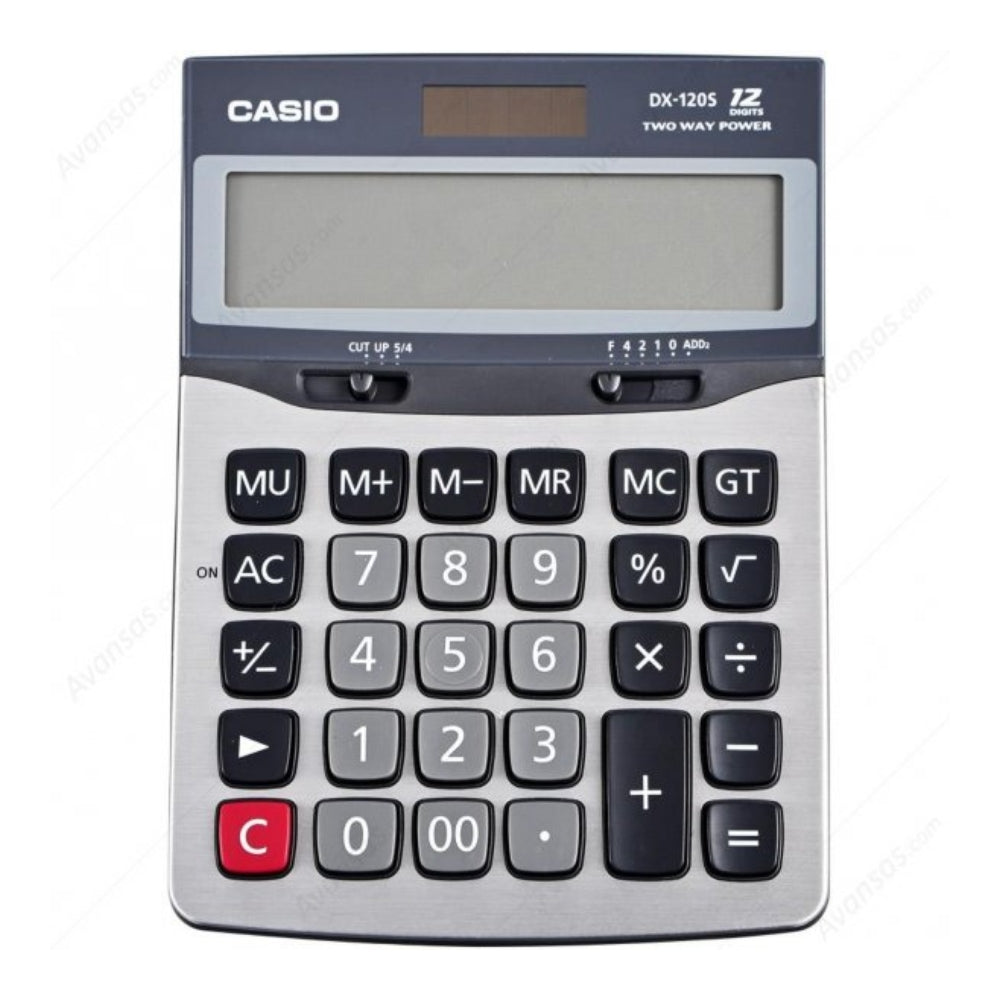 Calculadora Casio de Escritorio de 12 Digitos Pantalla LCD Grande Teclas Ergonomicas color Plateado DX-120S