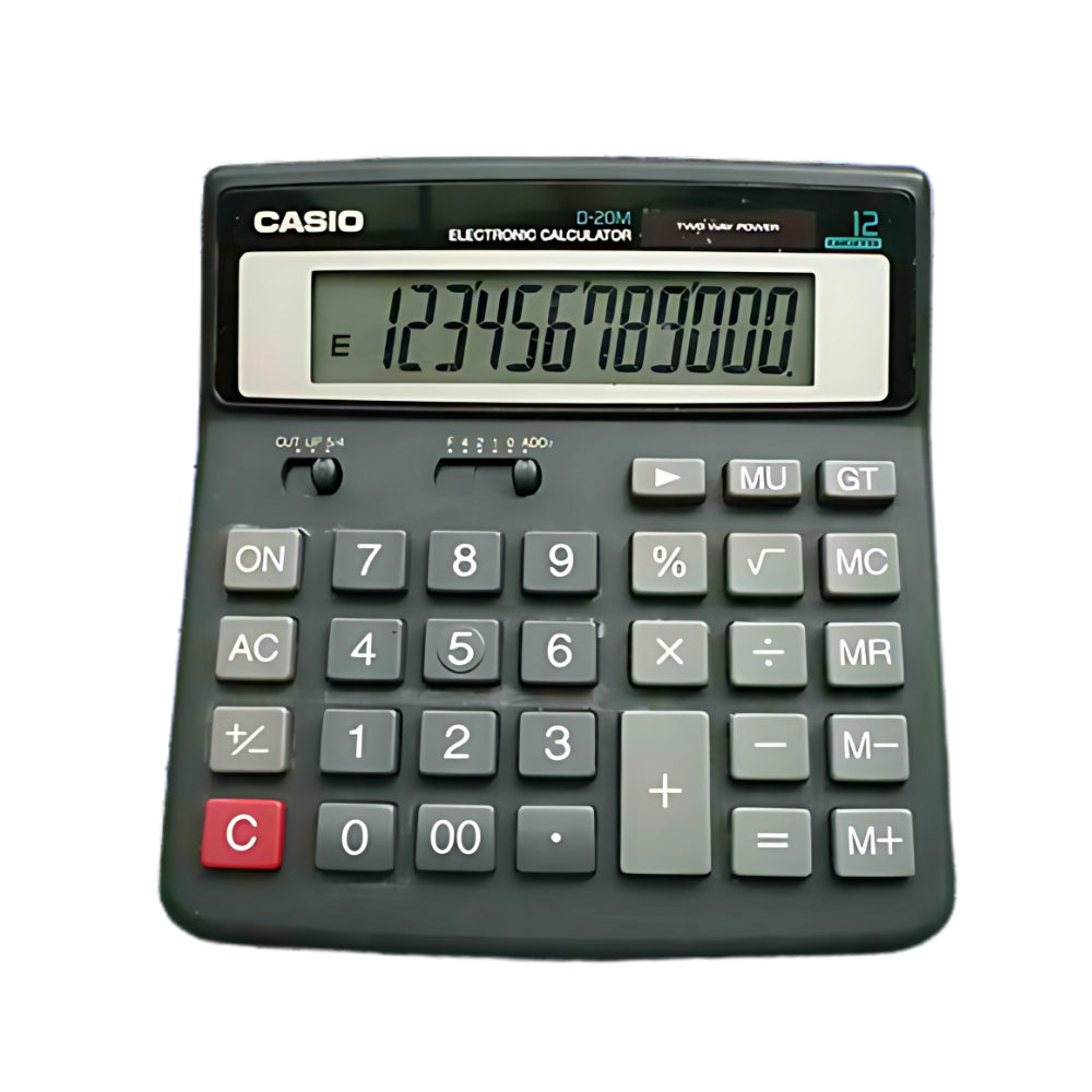 Calculadora Casio de Escritorio de 12 Digitos Pantalla LCD Grande Teclas Ergonomicas D-20M