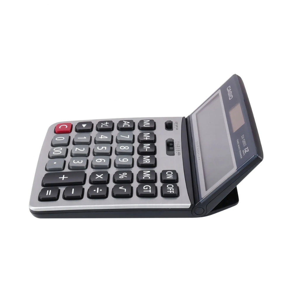 Calculadora Casio de Escritorio de 12 Digitos Pantalla LCD Grande Teclas Ergonomicas Inclinable color Plateado DX-120ST
