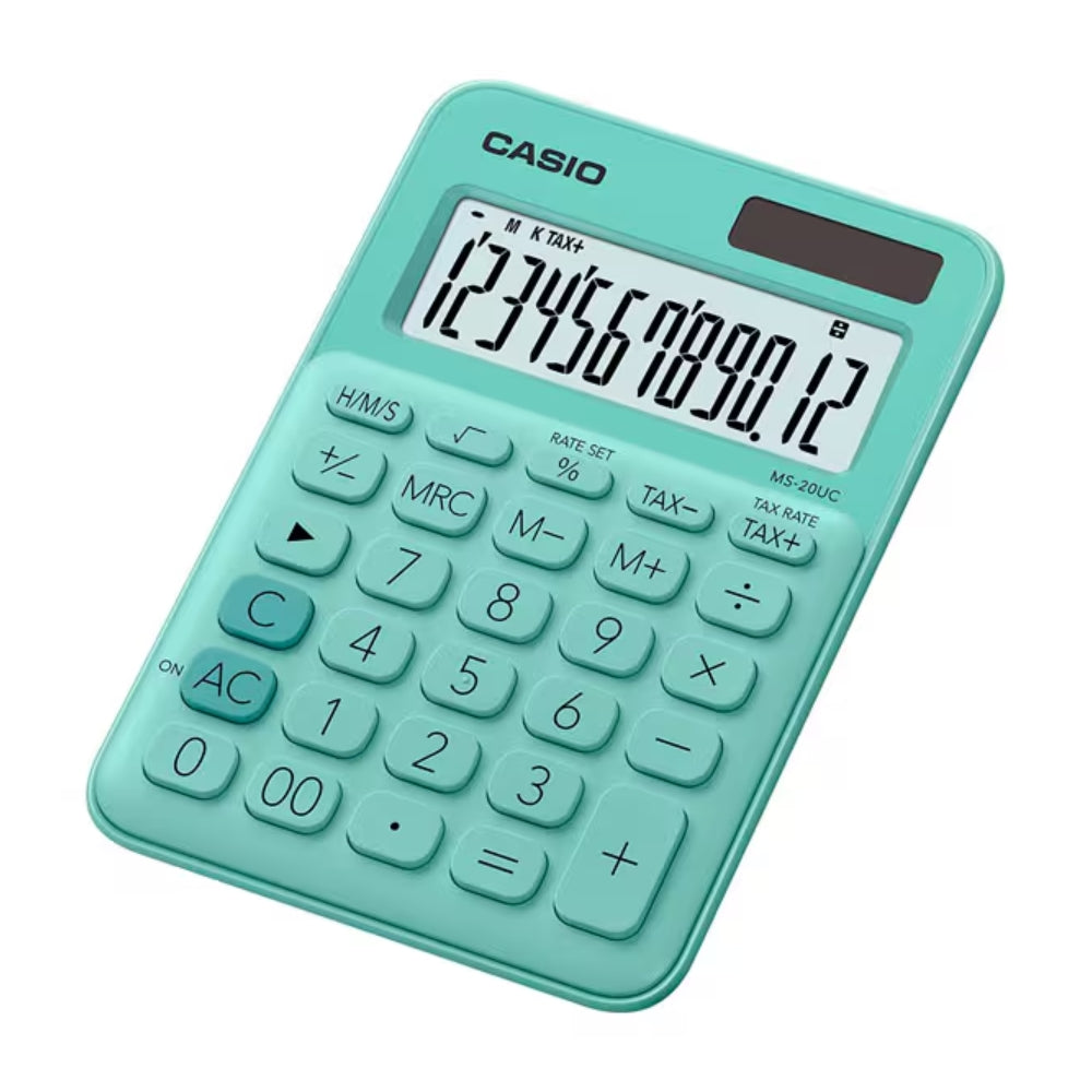 Calculadora Casio de Escritorio de 12 Digitos Pantalla LCD MS-20UC-GN